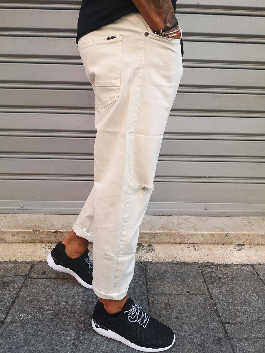 PANTALONE UOMO GIANNI LUPO CROP COL. PANNA