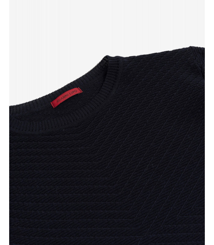 MAGLIA UOMO GIANNI LUPO misto lana con lavorazione geometrica