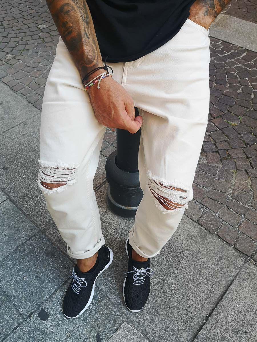 PANTALONE UOMO GIANNI LUPO CROP COL. PANNA